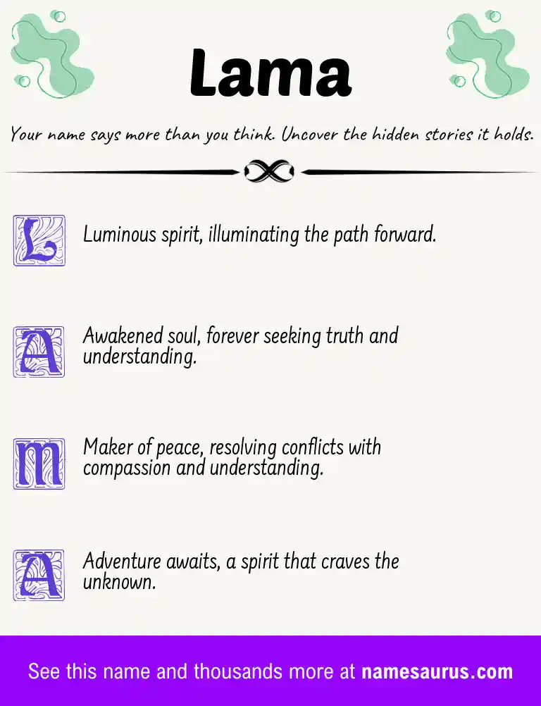 Acrostic poem about Lama.