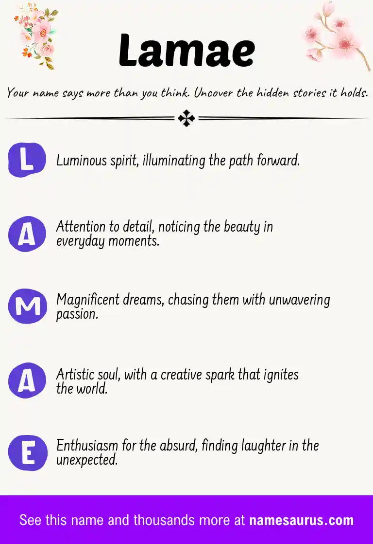 Acrostic poem about Lamae.