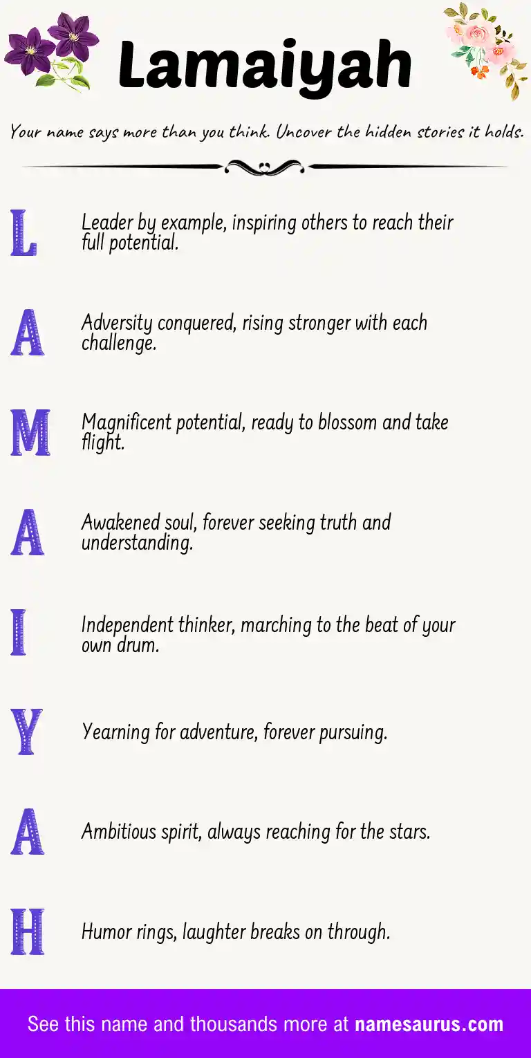 Acrostic poem about Lamaiyah.