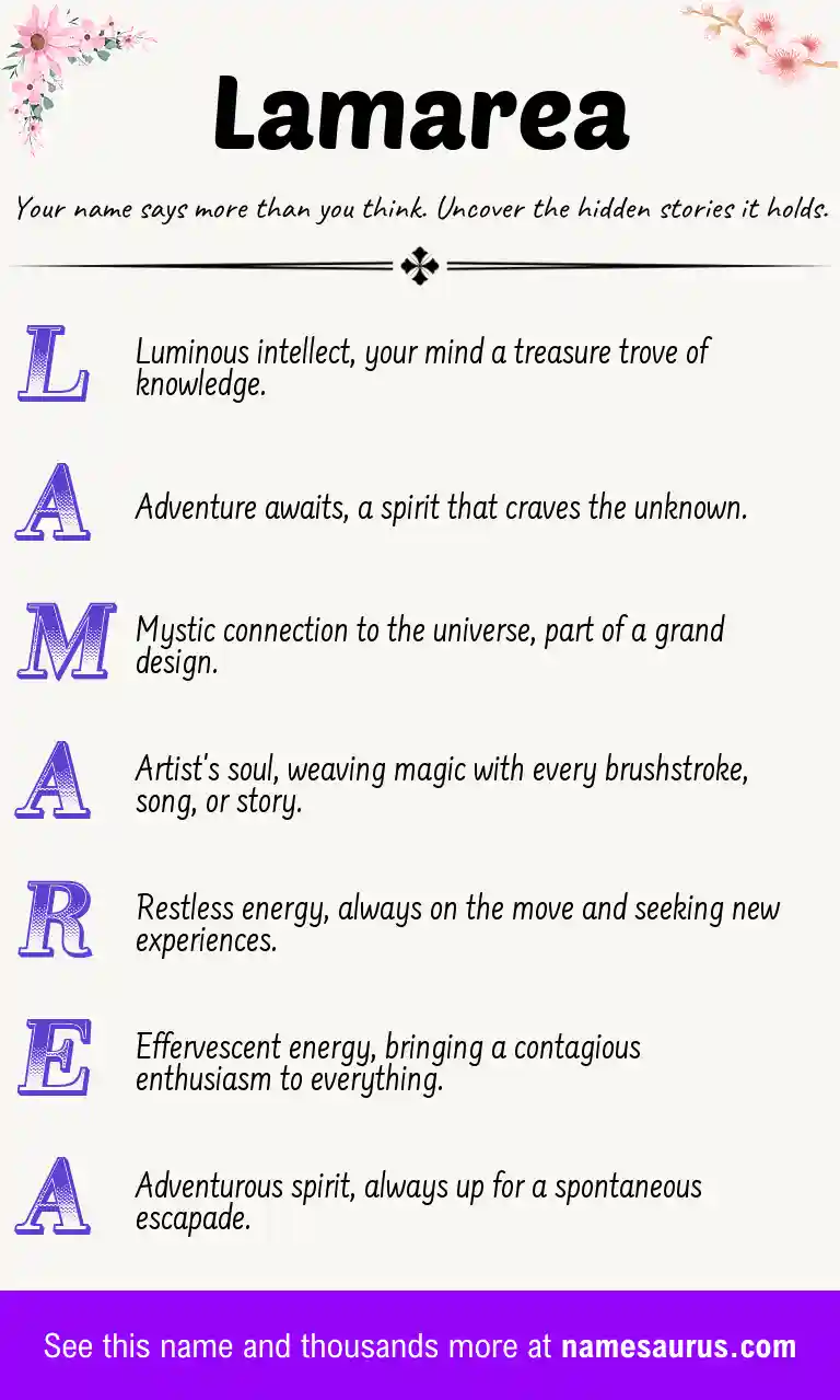 Acrostic poem about Lamarea.
