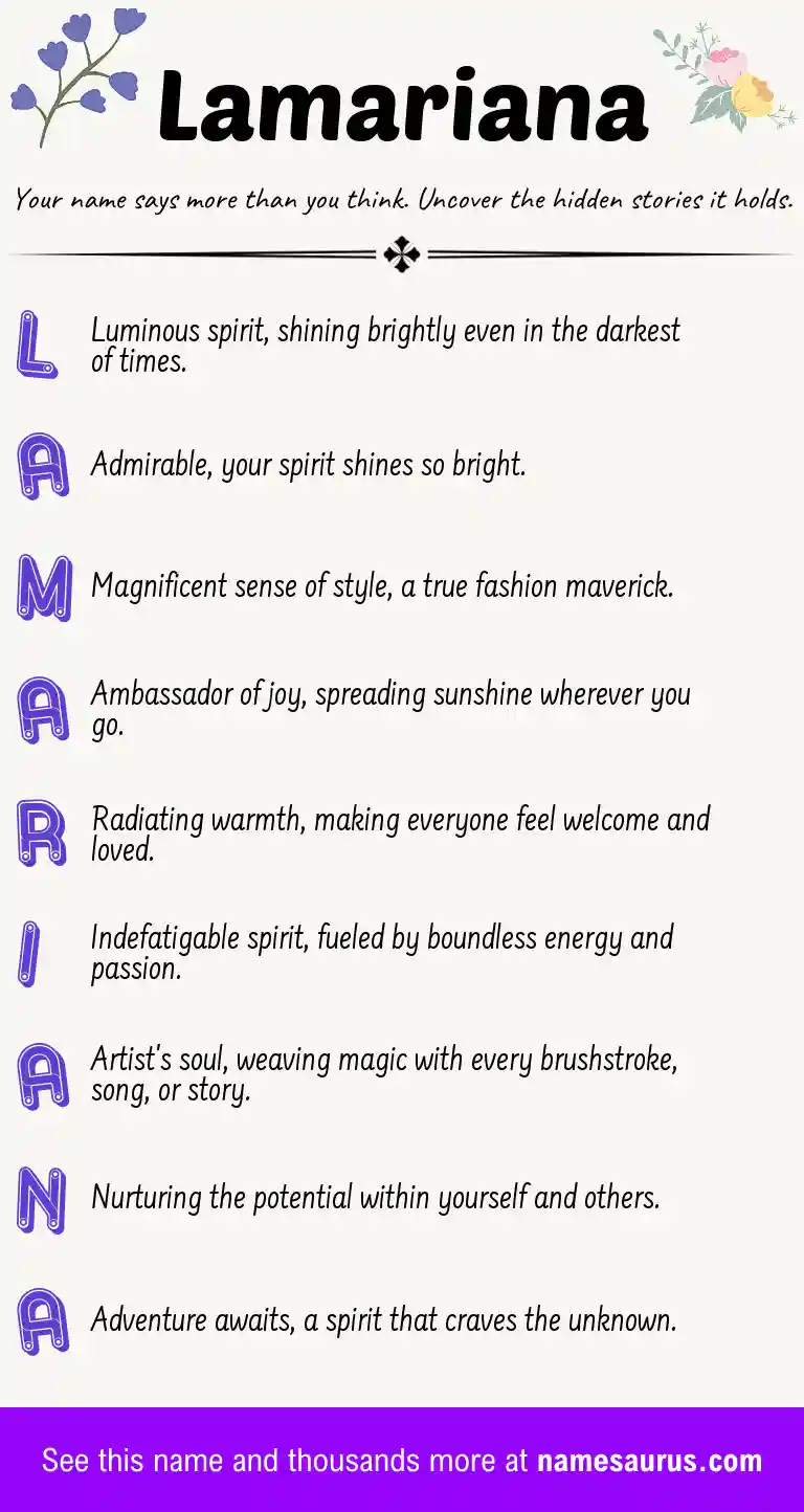 Acrostic poem about Lamariana.