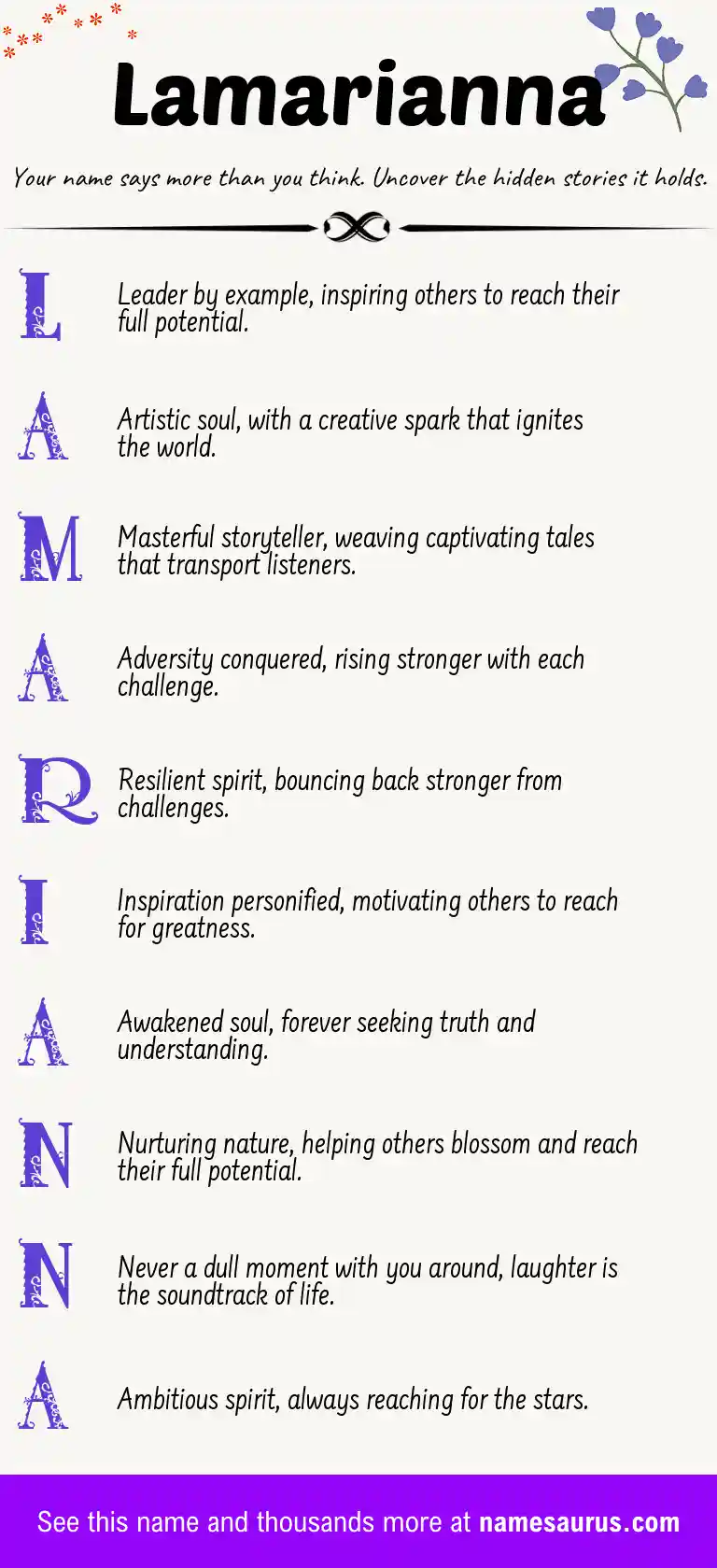 Acrostic poem about Lamarianna.