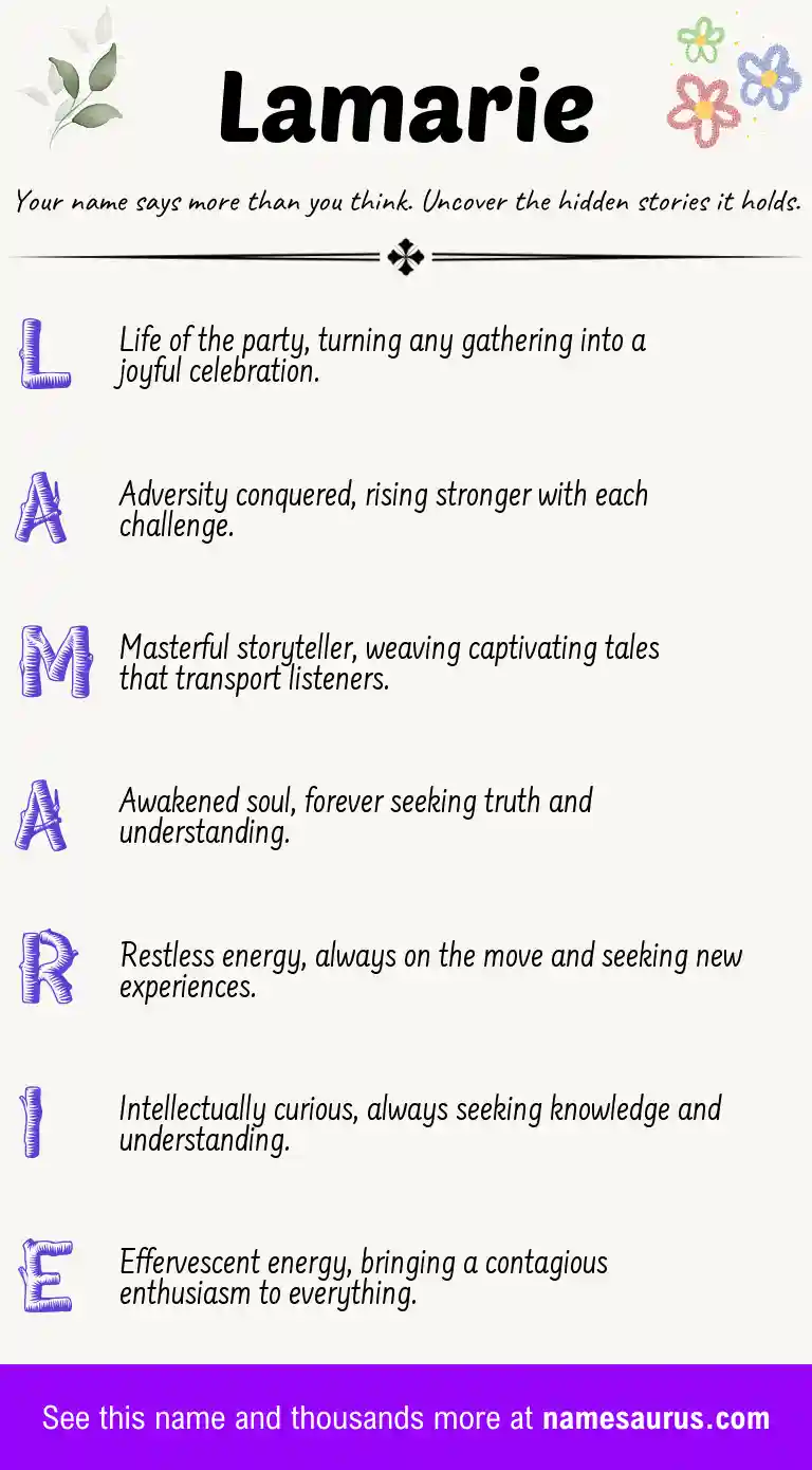 Acrostic poem about Lamarie.