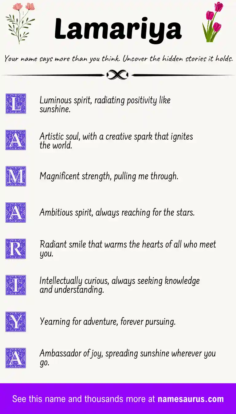 Acrostic poem about Lamariya.