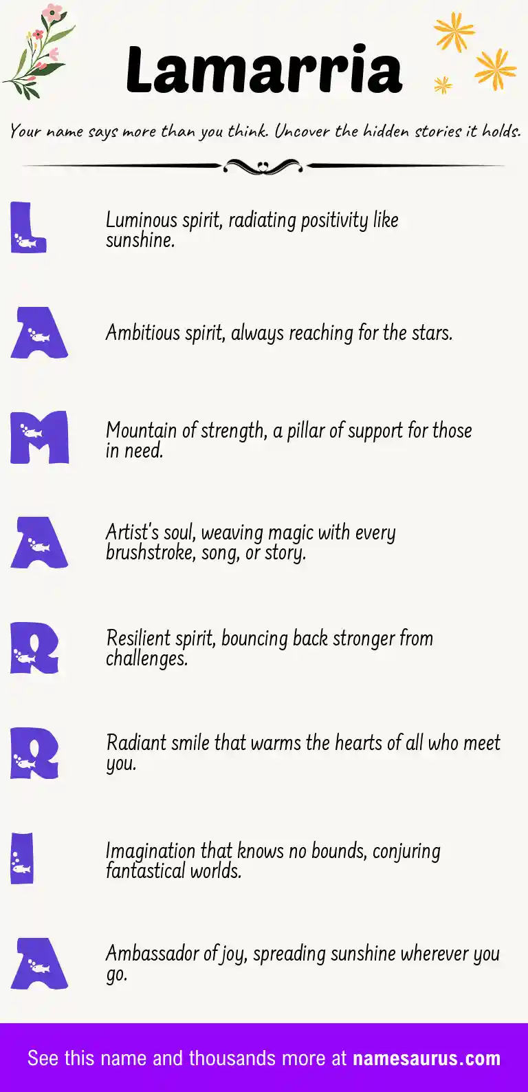Acrostic poem about Lamarria.