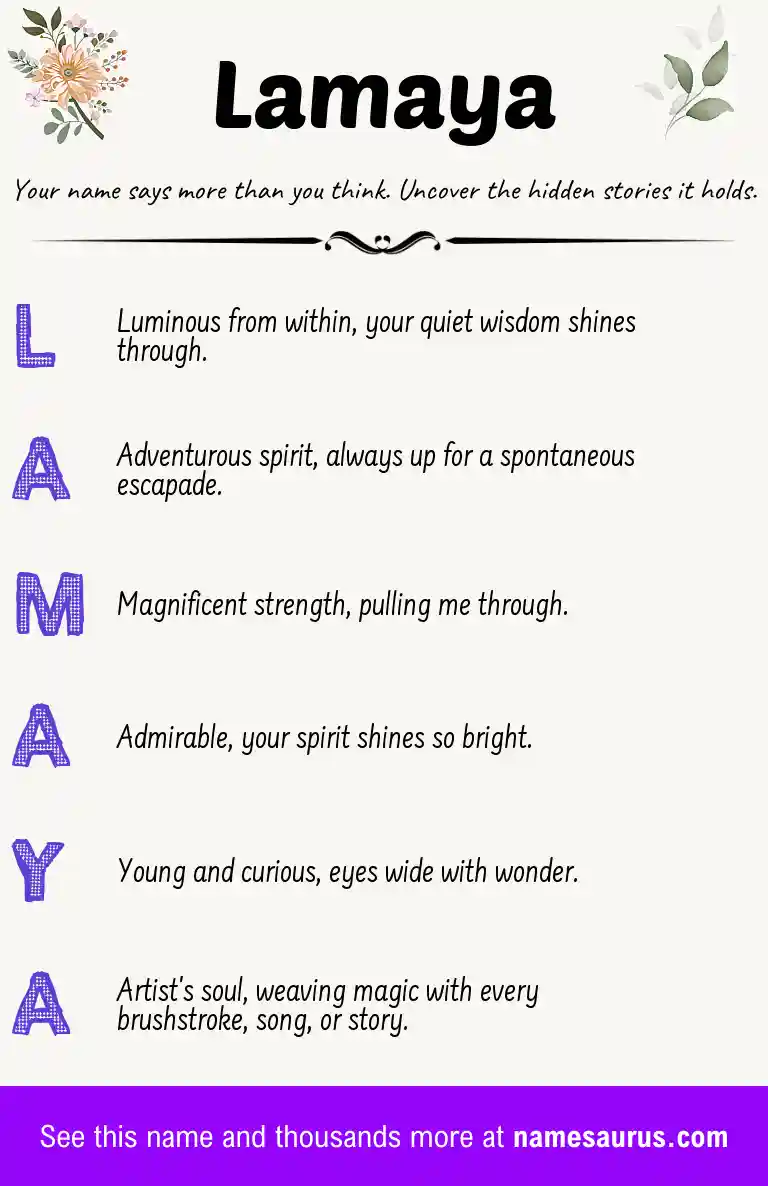 Acrostic poem about Lamaya.