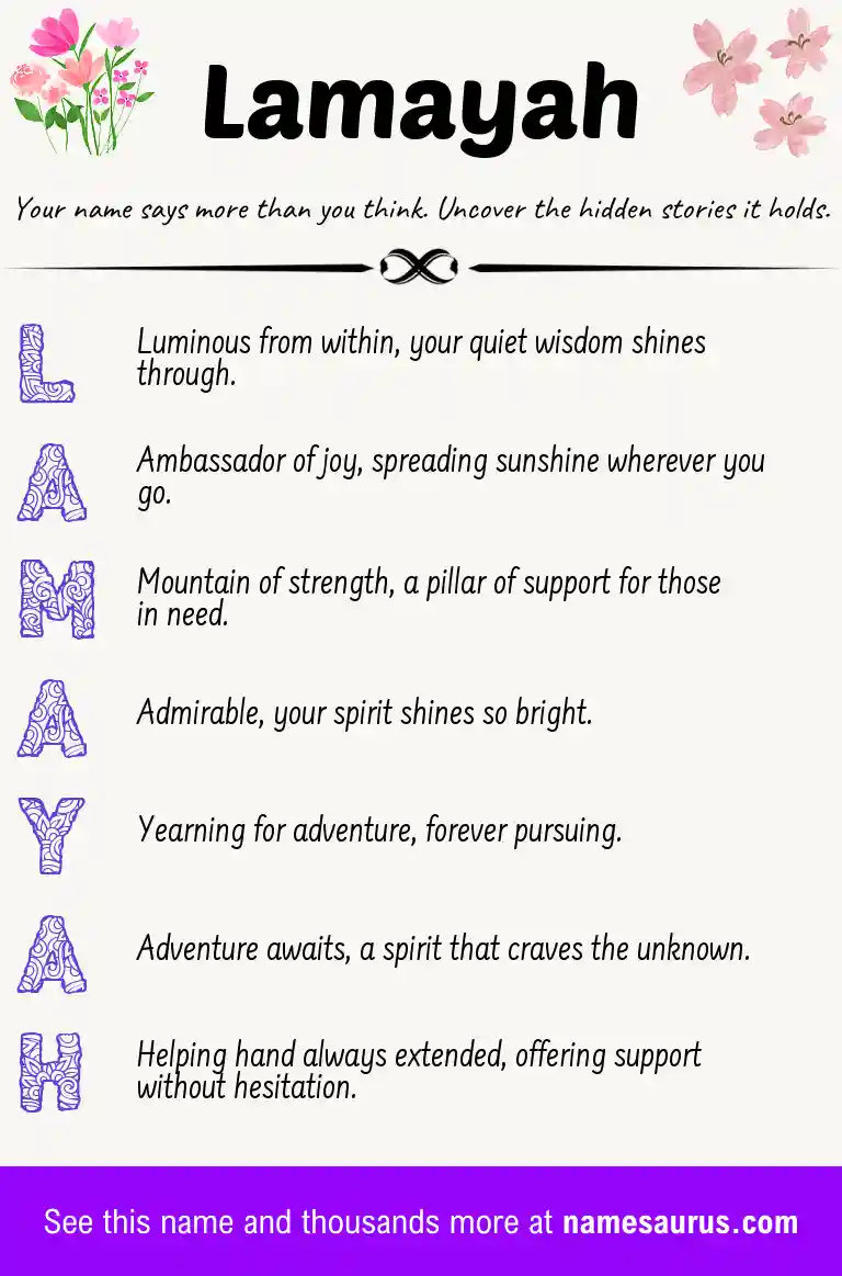 Acrostic poem about Lamayah.