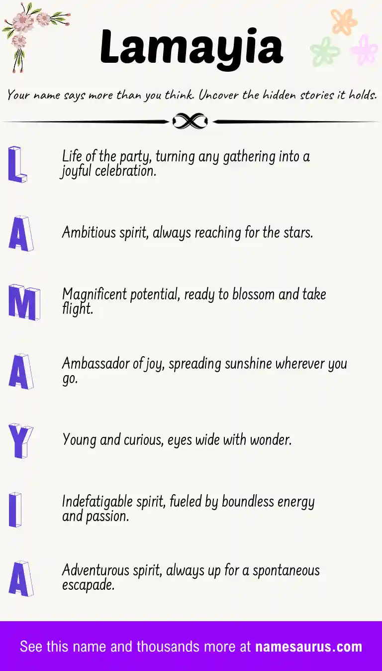 Acrostic poem about Lamayia.