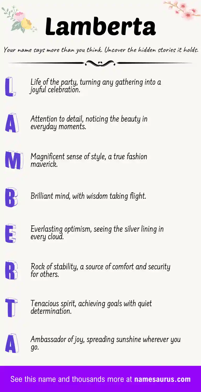 Acrostic poem about Lamberta.