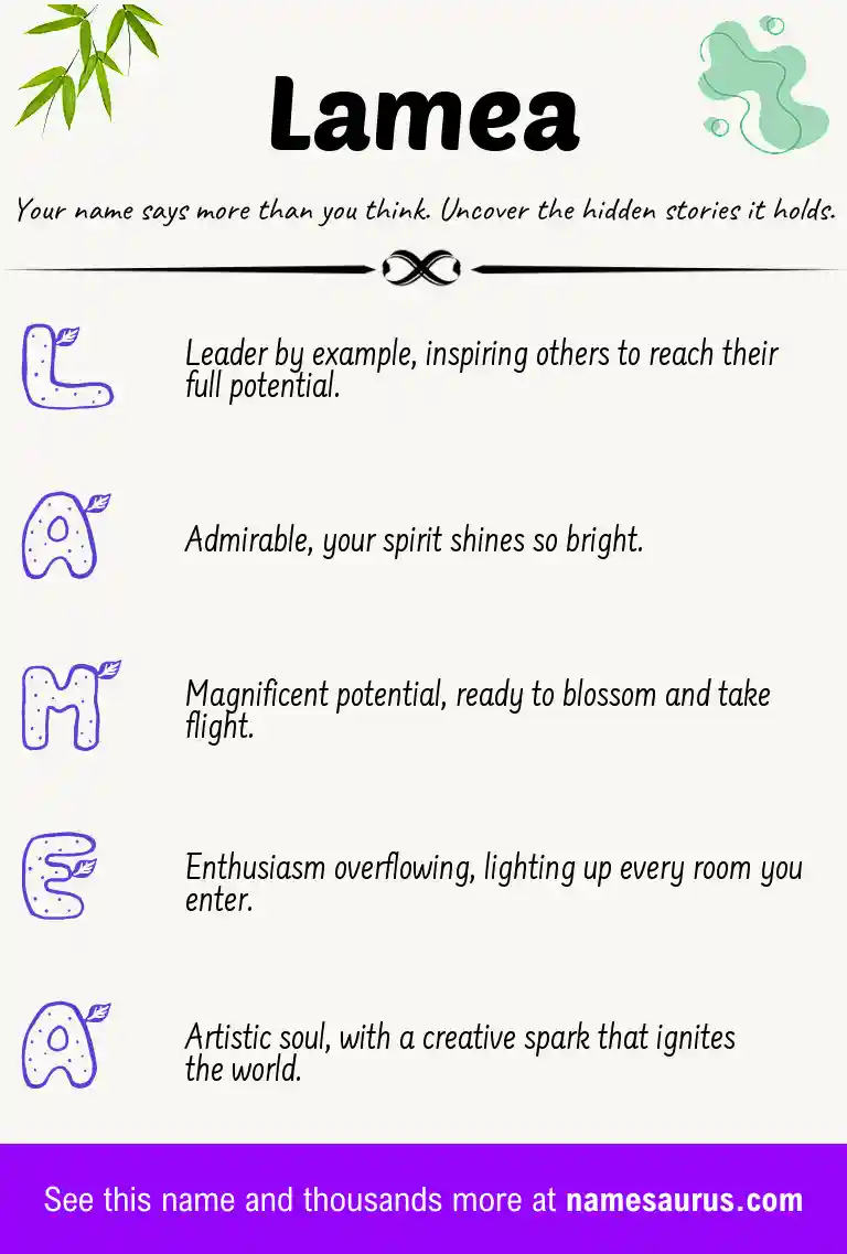 Acrostic poem about Lamea.