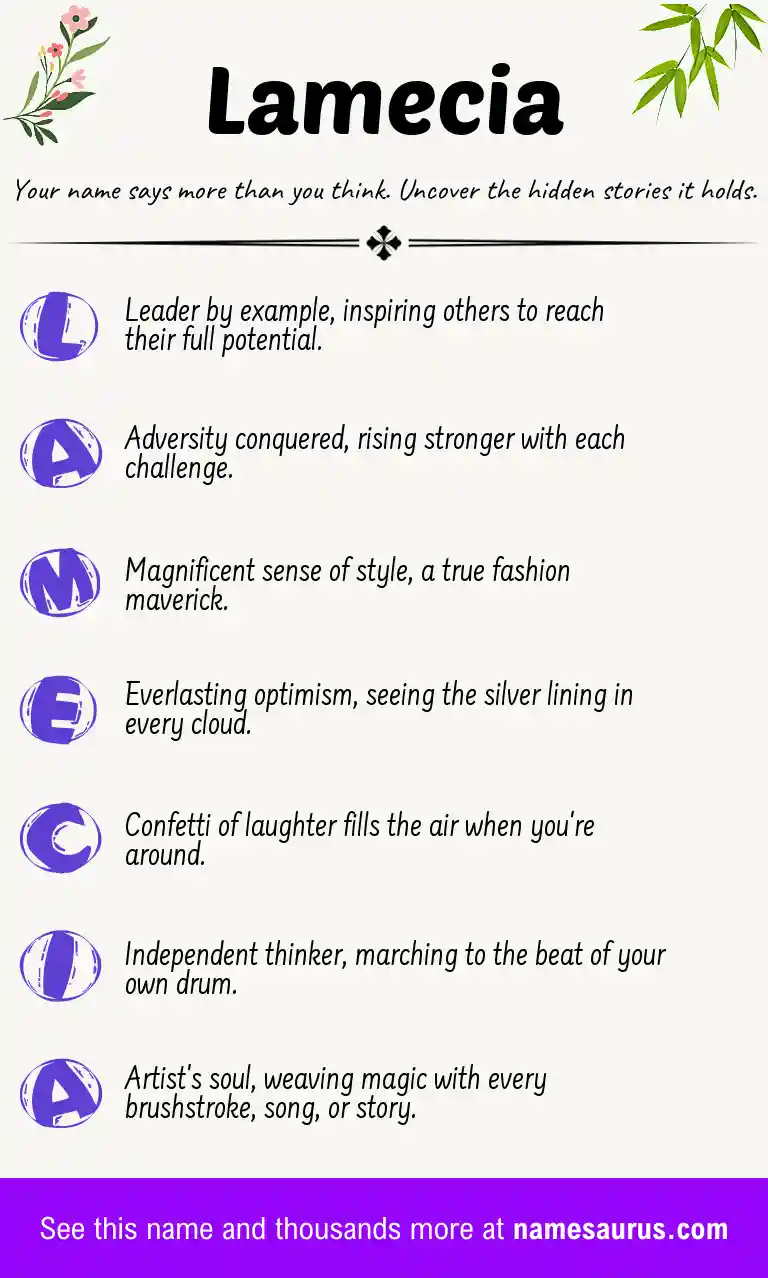 Acrostic poem about Lamecia.