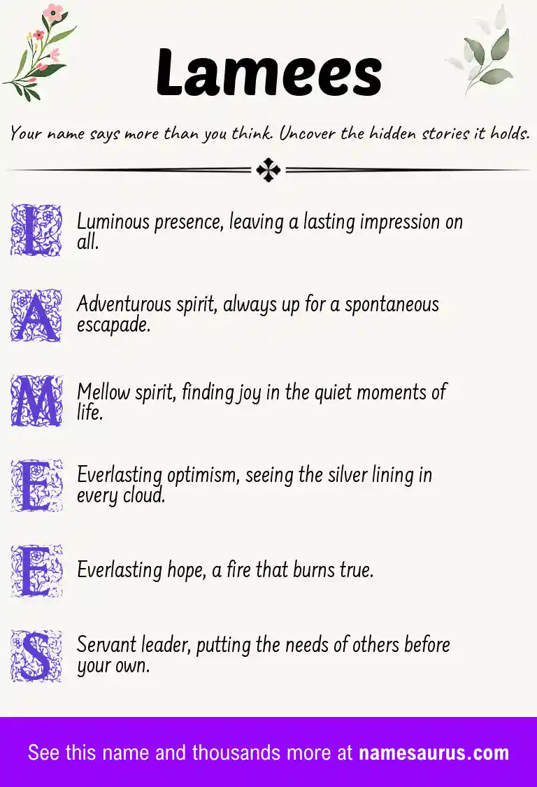 Acrostic poem about Lamees.