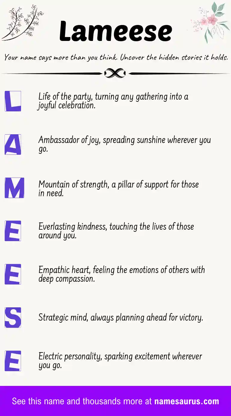 Acrostic poem about Lameese.