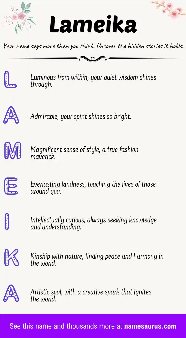 Acrostic poem about Lameika.