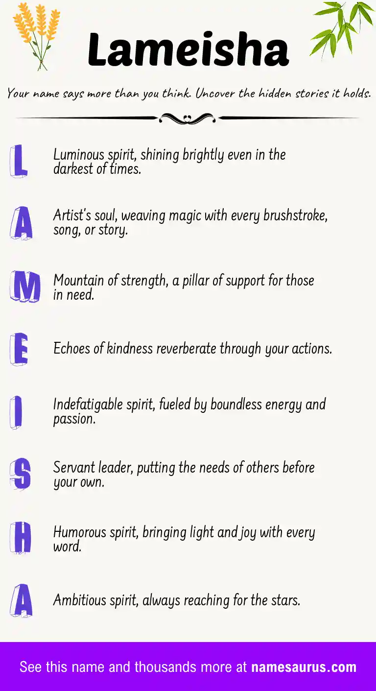 Acrostic poem about Lameisha.