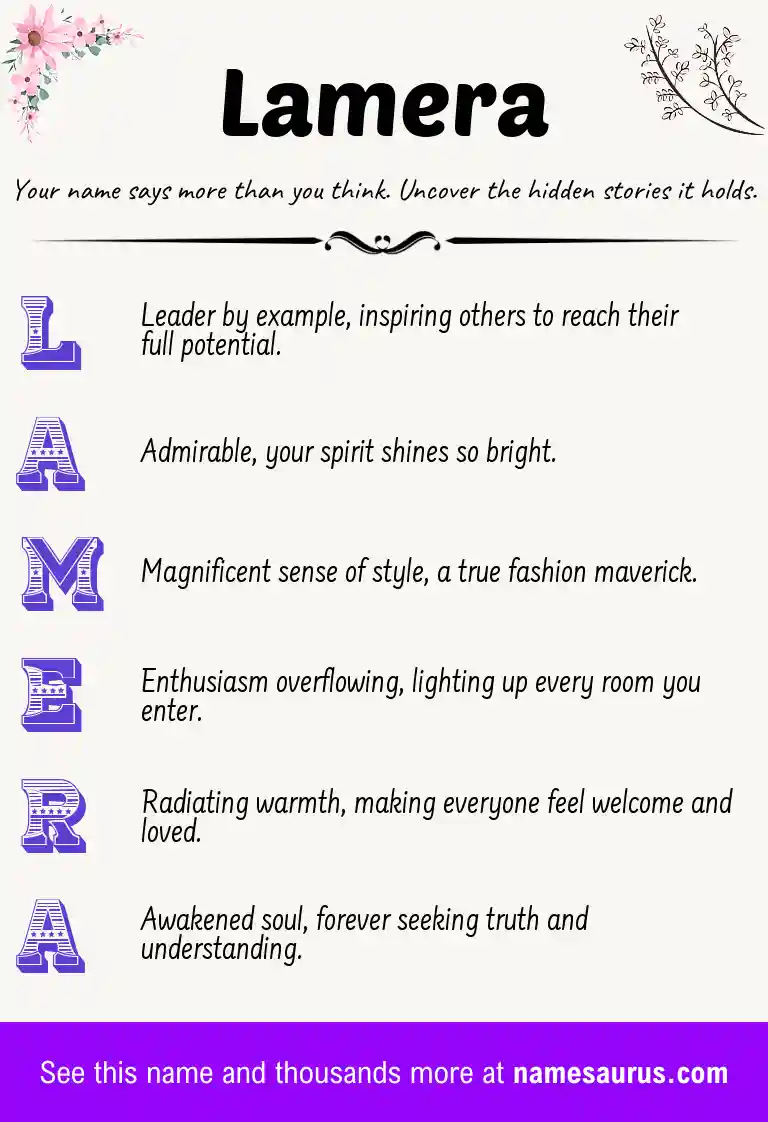 Acrostic poem about Lamera.