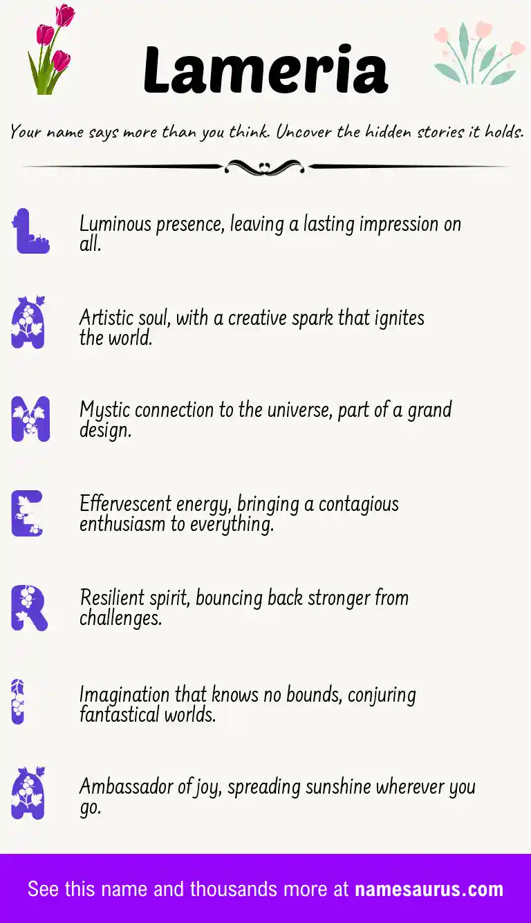 Acrostic poem about Lameria.