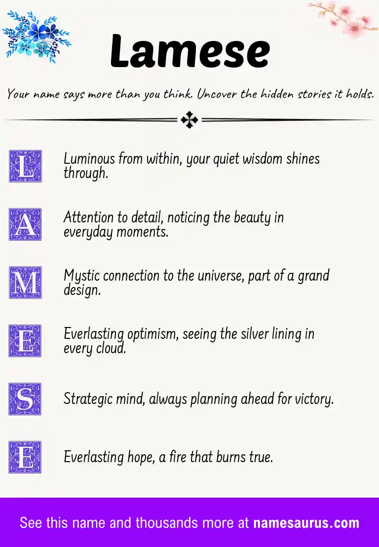 Acrostic poem about Lamese.