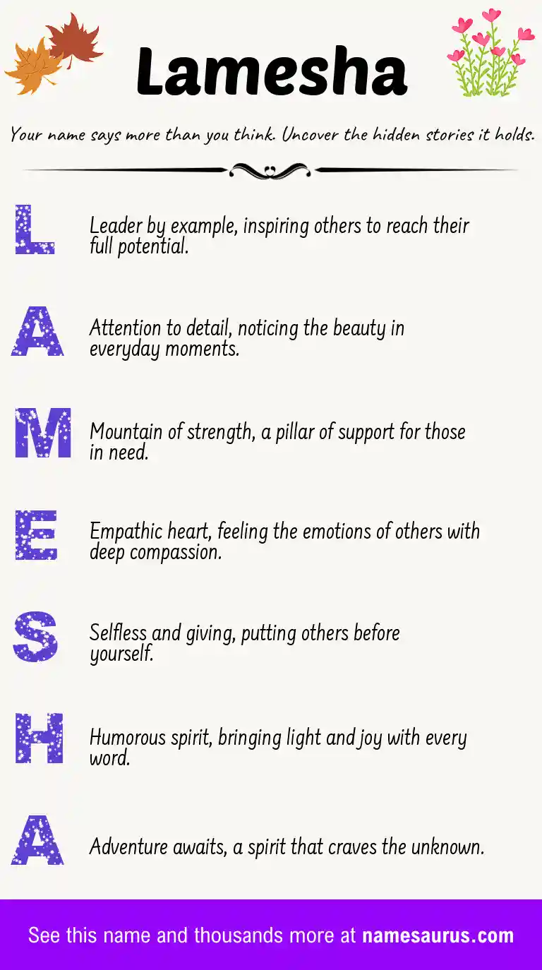 Acrostic poem about Lamesha.