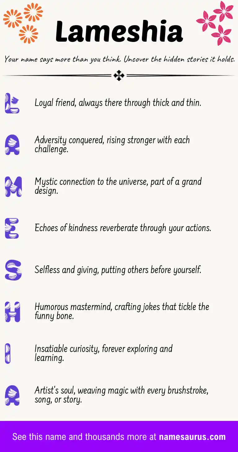 Acrostic poem about Lameshia.