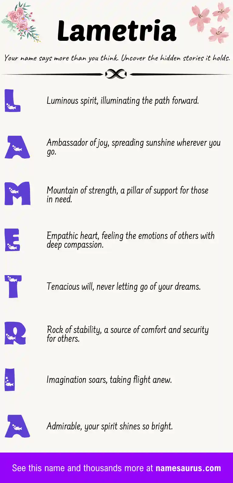 Acrostic poem about Lametria.