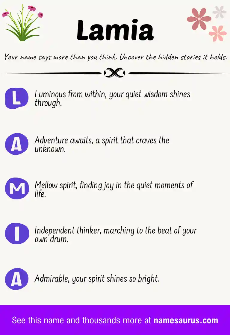 Acrostic poem about Lamia.