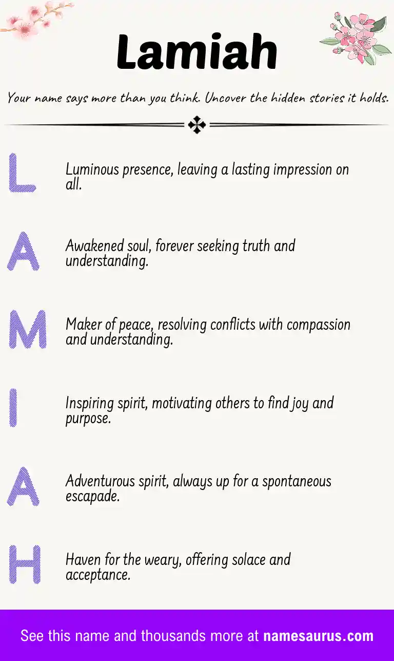 Acrostic poem about Lamiah.