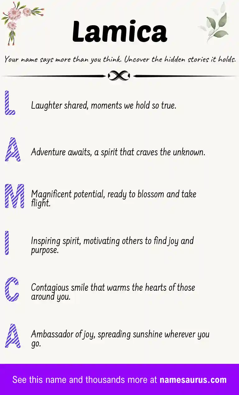 Acrostic poem about Lamica.