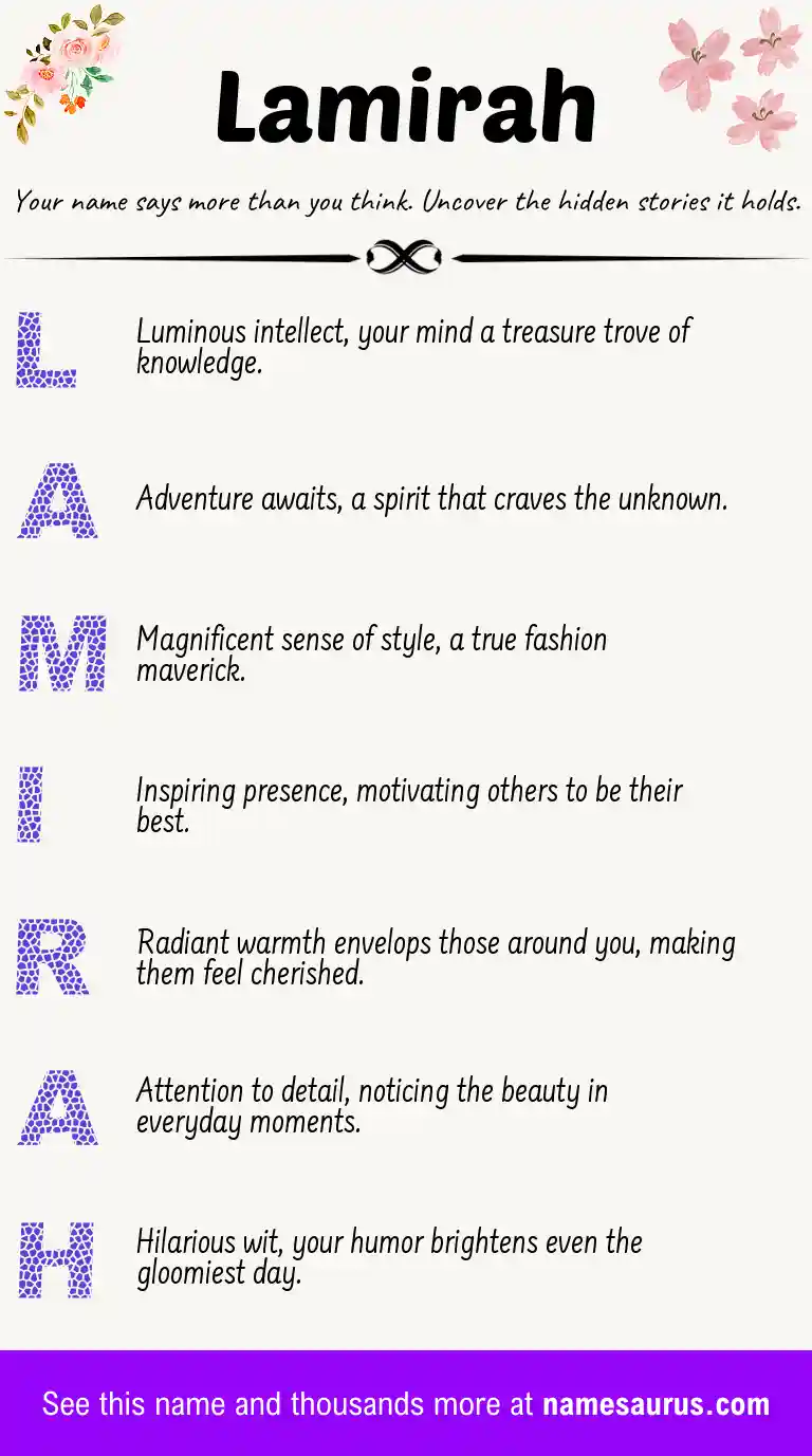 Acrostic poem about Lamirah.