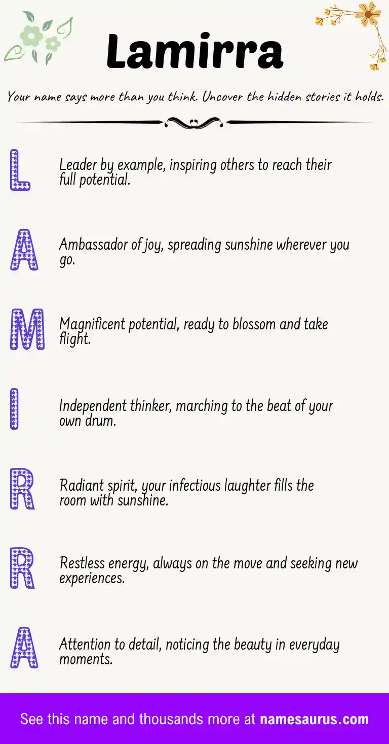 Acrostic poem about Lamirra.