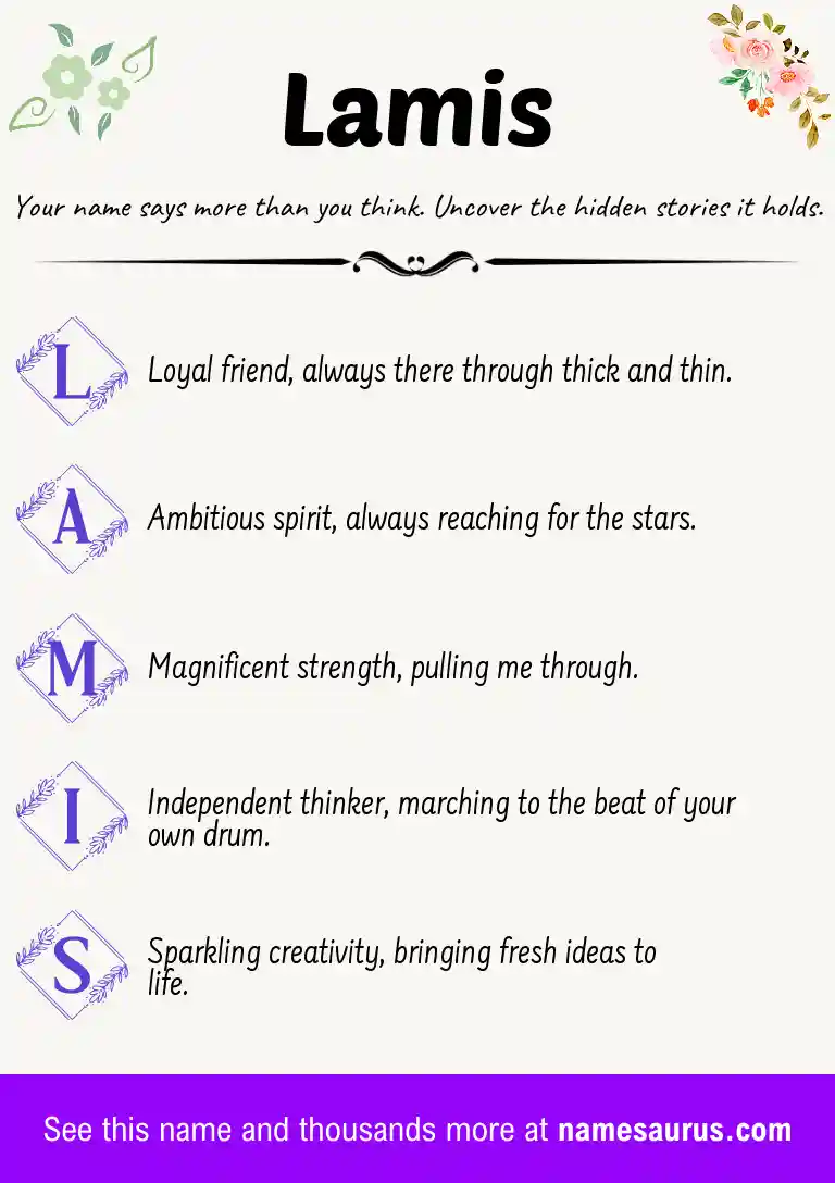 Acrostic poem about Lamis.