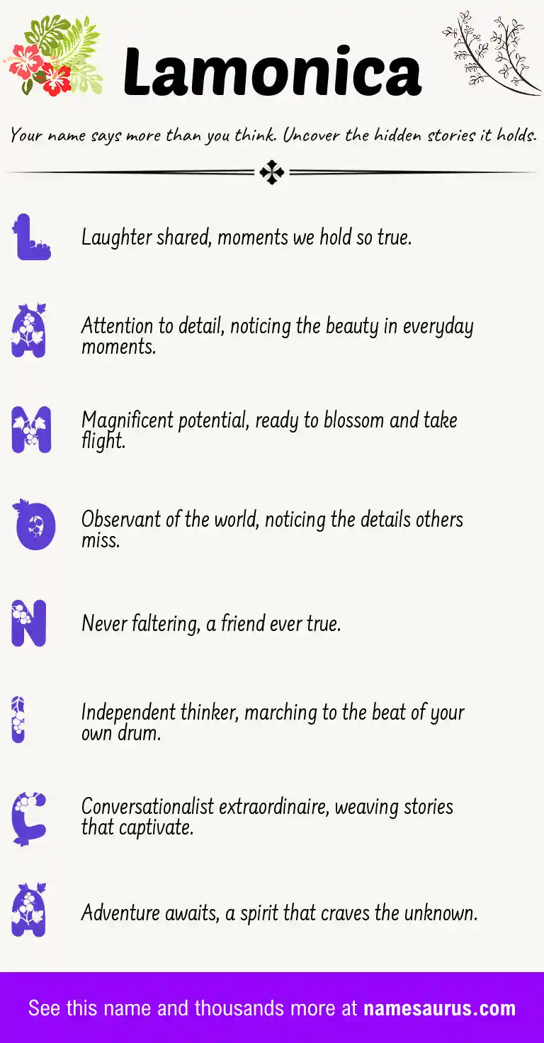Acrostic poem about Lamonica.