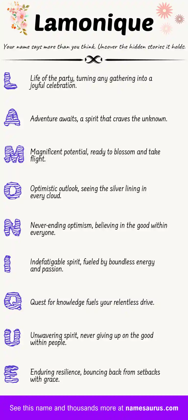 Acrostic poem about Lamonique.