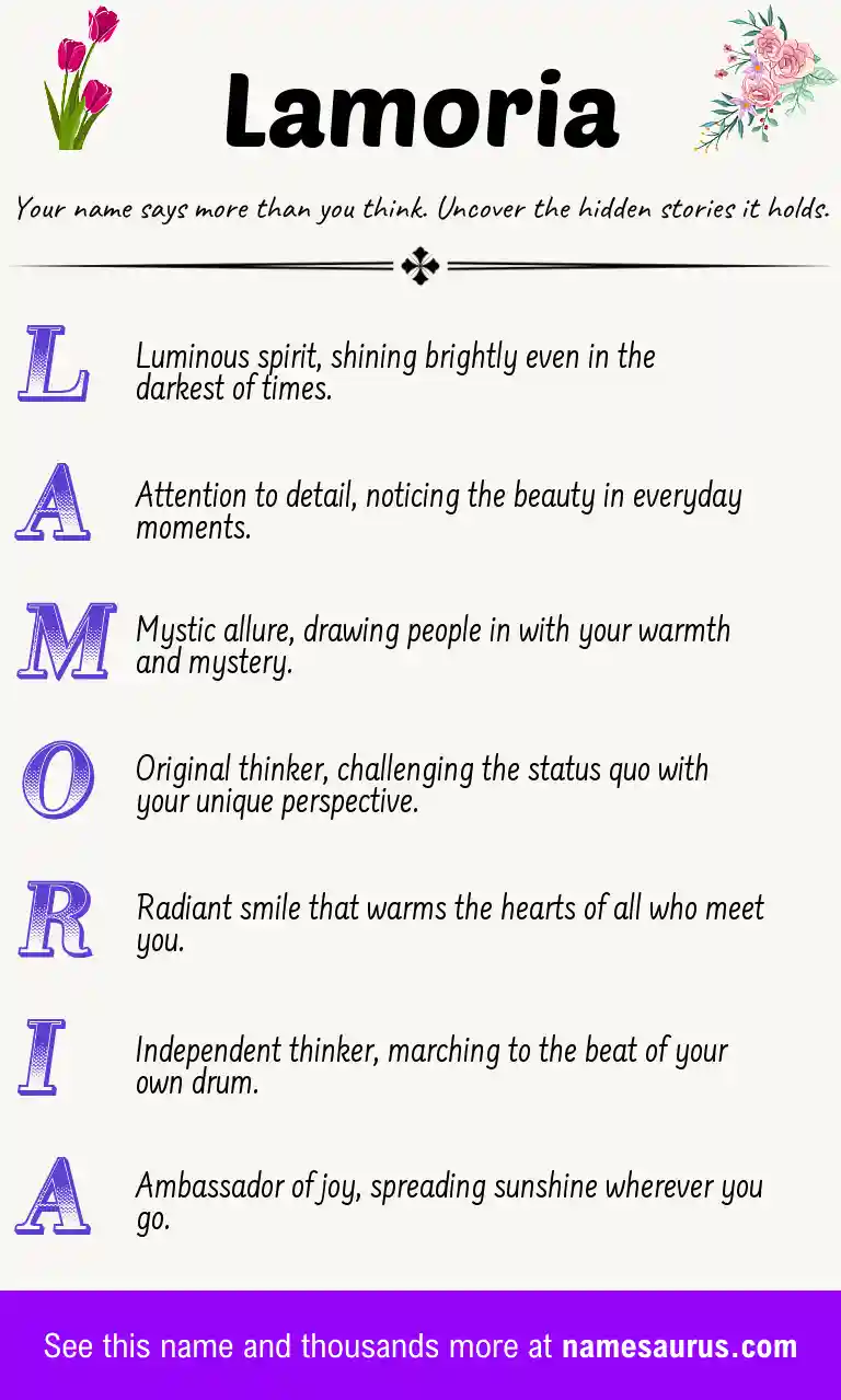 Acrostic poem about Lamoria.