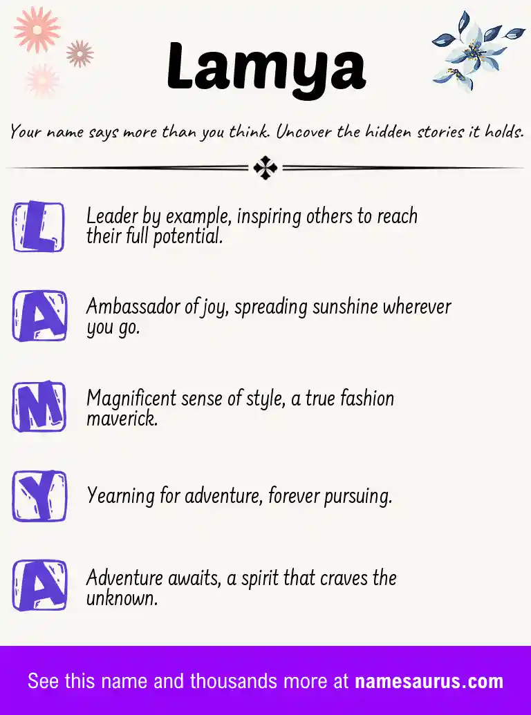 Acrostic poem about Lamya.