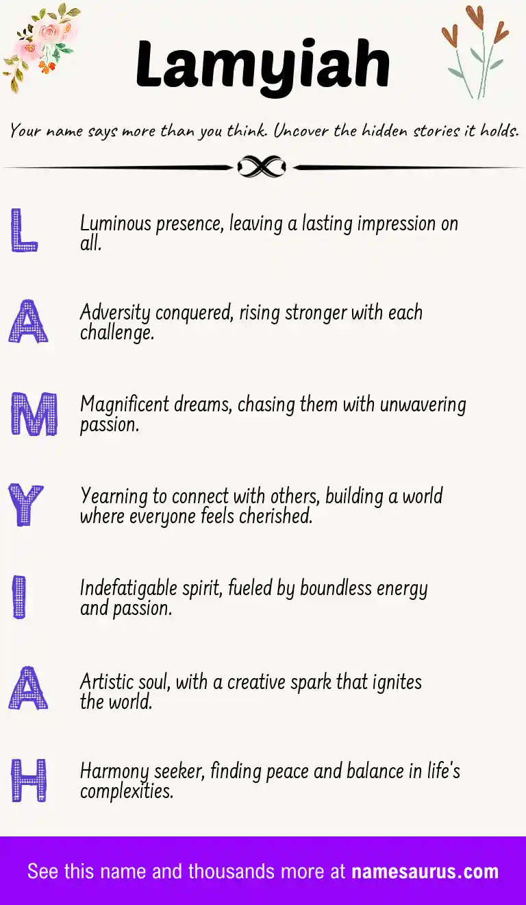 Acrostic poem about Lamyiah.