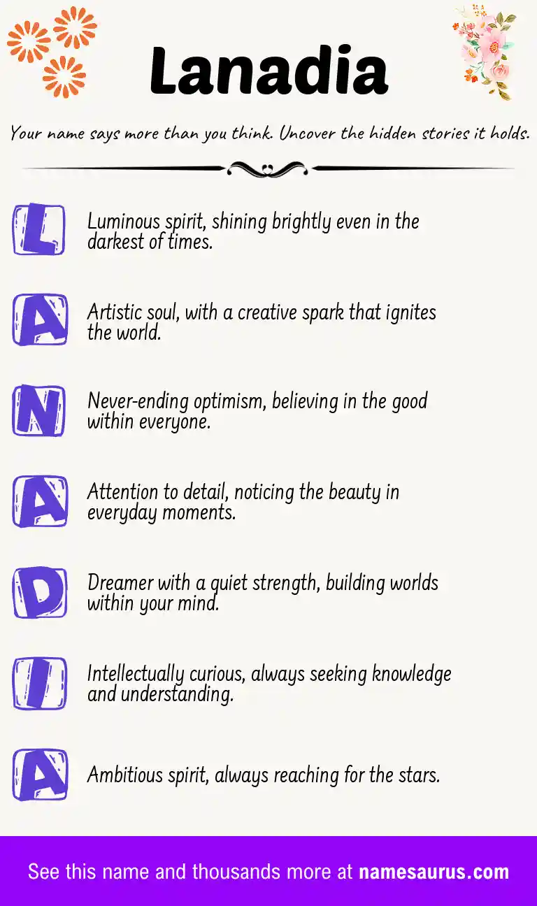 Acrostic poem about Lanadia.