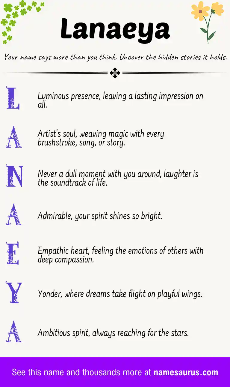 Acrostic poem about Lanaeya.