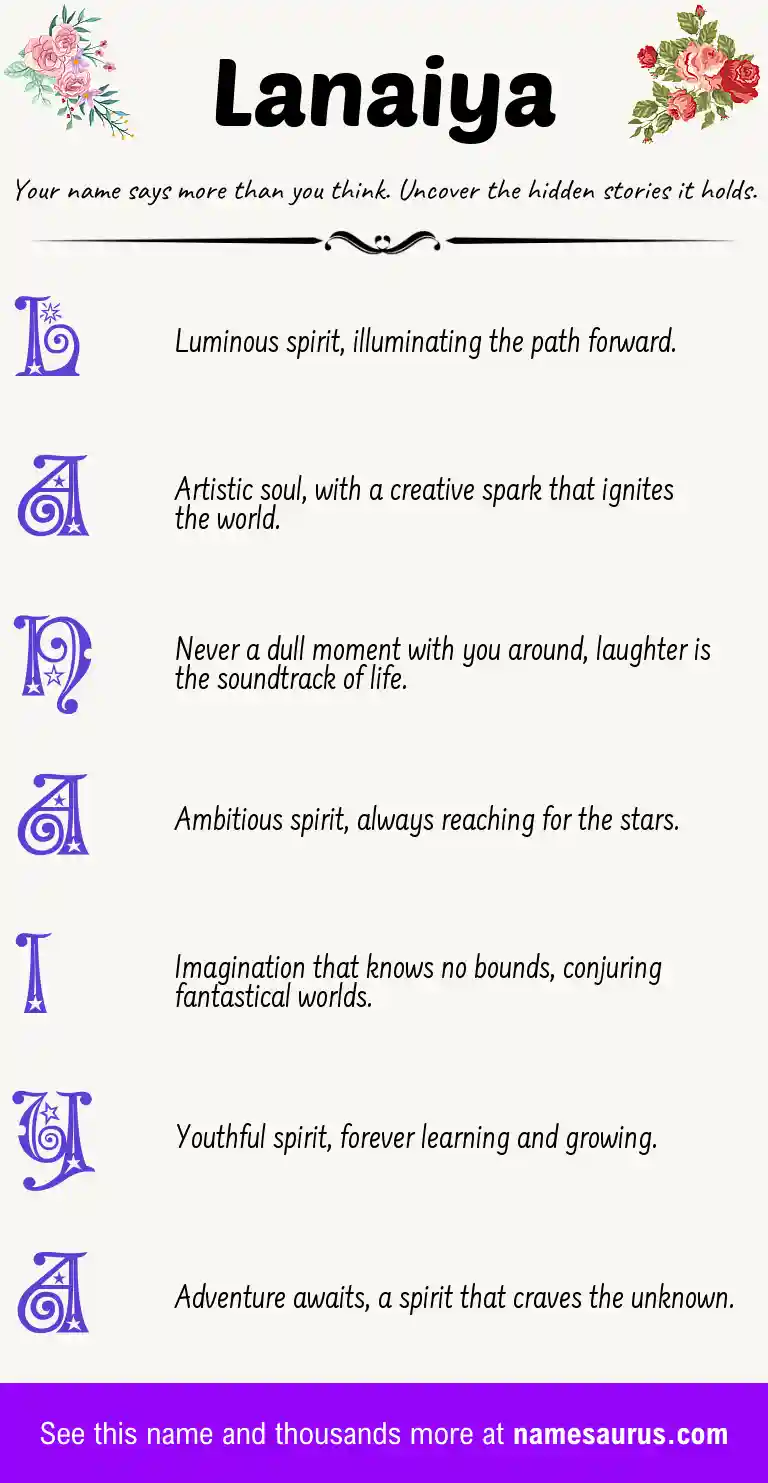 Acrostic poem about Lanaiya.