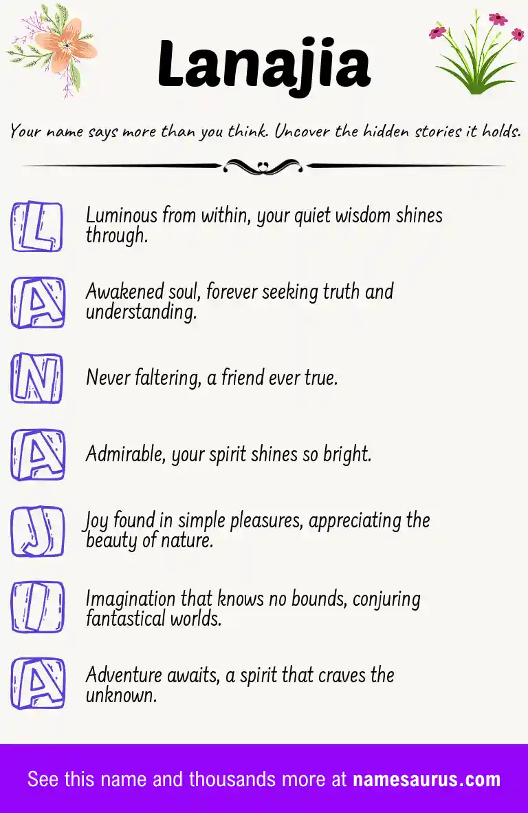 Acrostic poem about Lanajia.