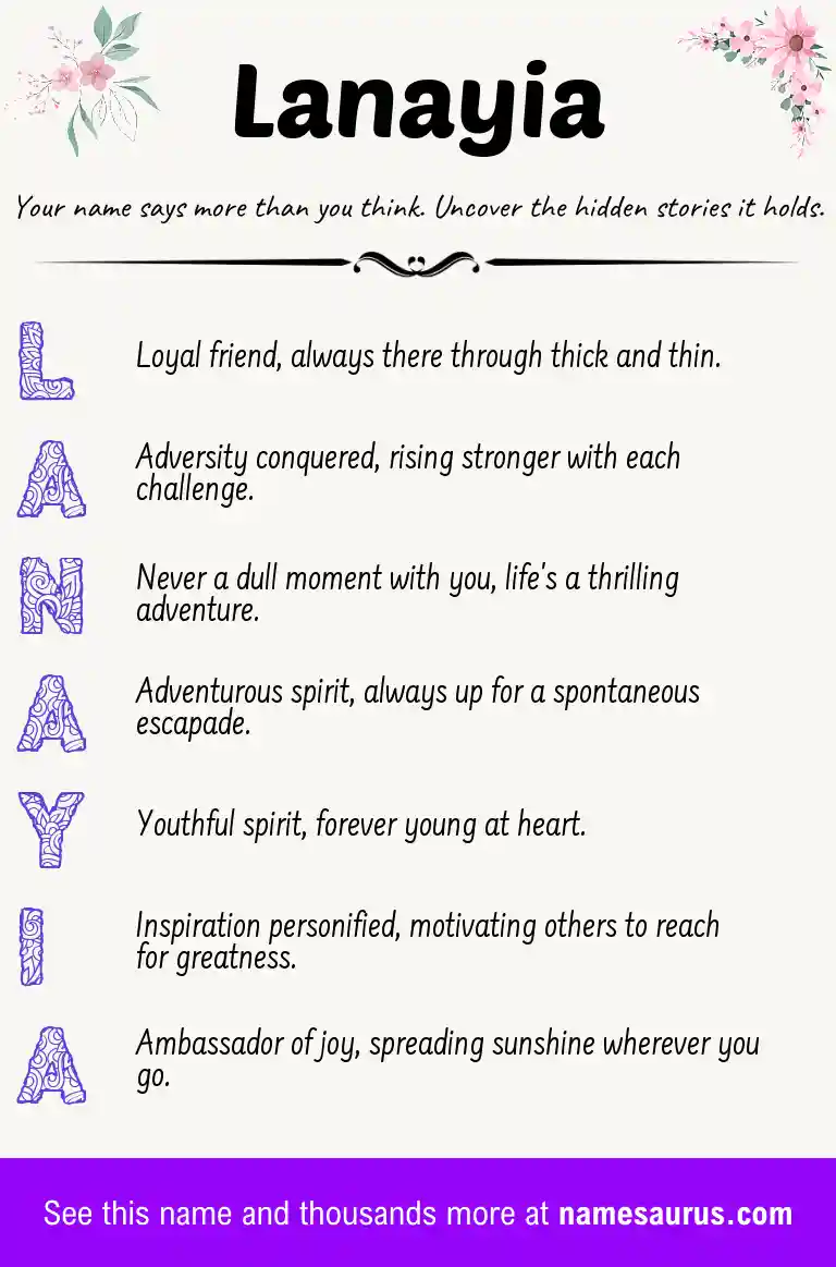 Acrostic poem about Lanayia.