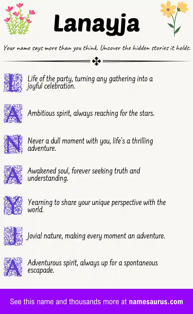 Acrostic poem about Lanayja.