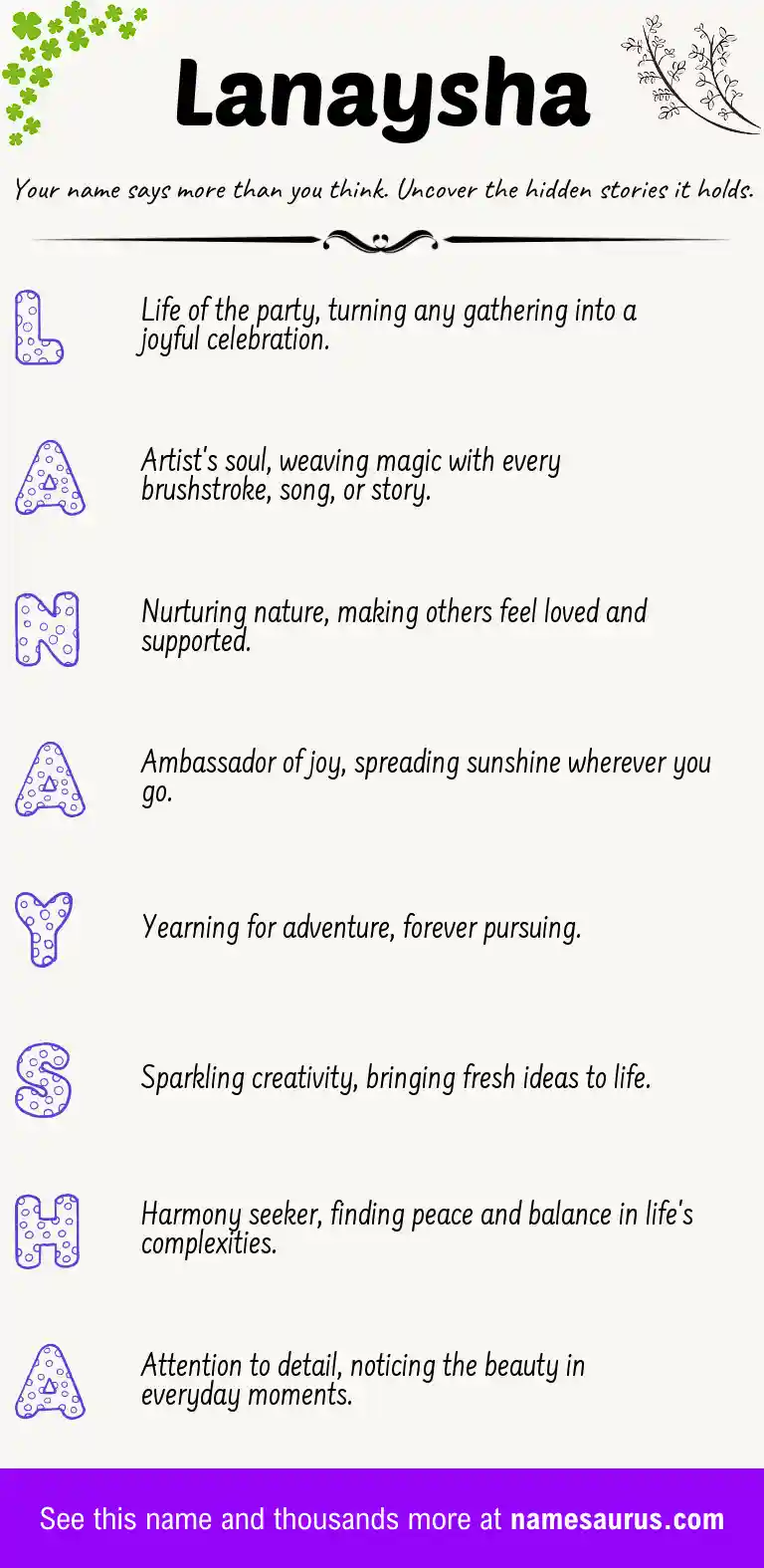 Acrostic poem about Lanaysha.