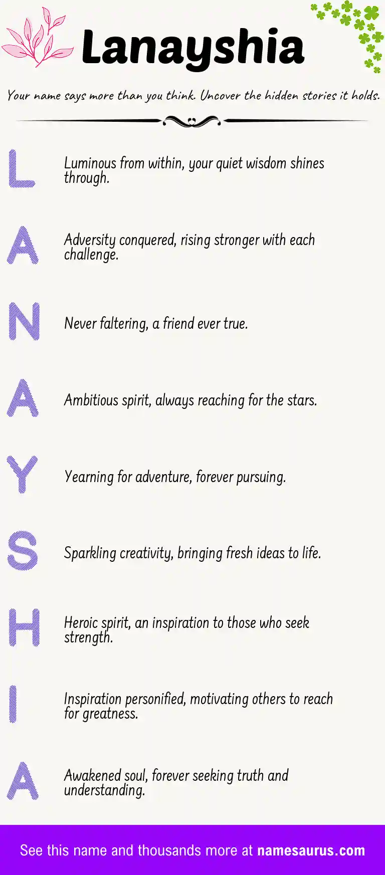 Acrostic poem about Lanayshia.