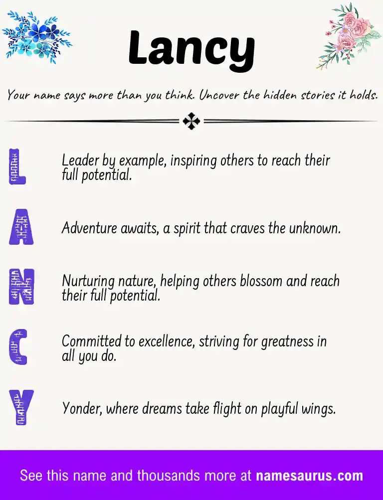 Acrostic poem about Lancy.