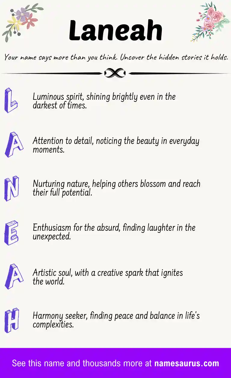 Acrostic poem about Laneah.