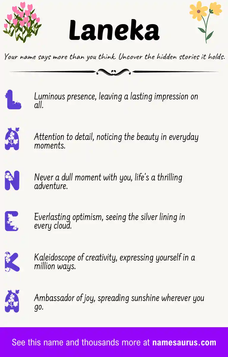 Acrostic poem about Laneka.