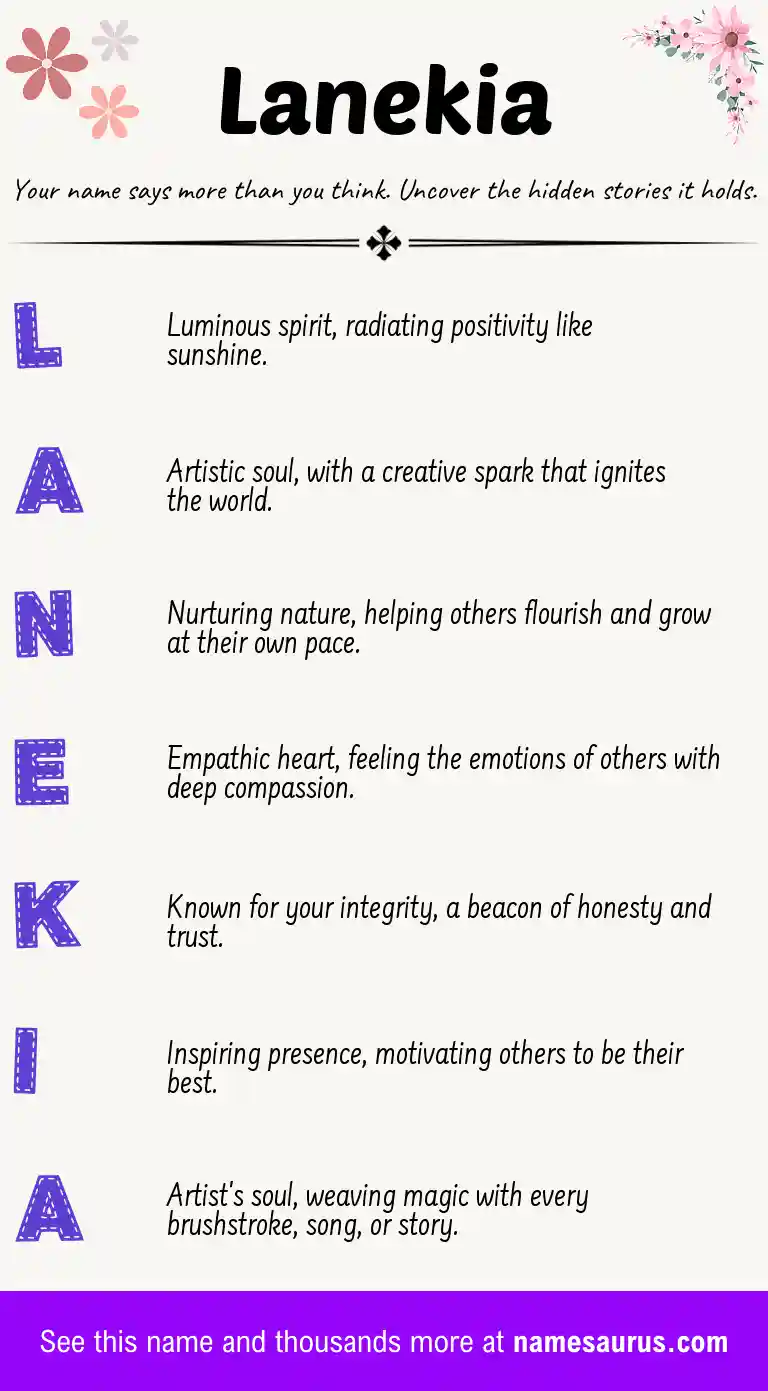Acrostic poem about Lanekia.