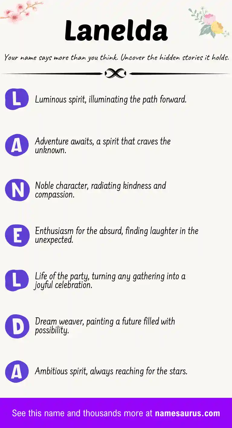Acrostic poem about Lanelda.