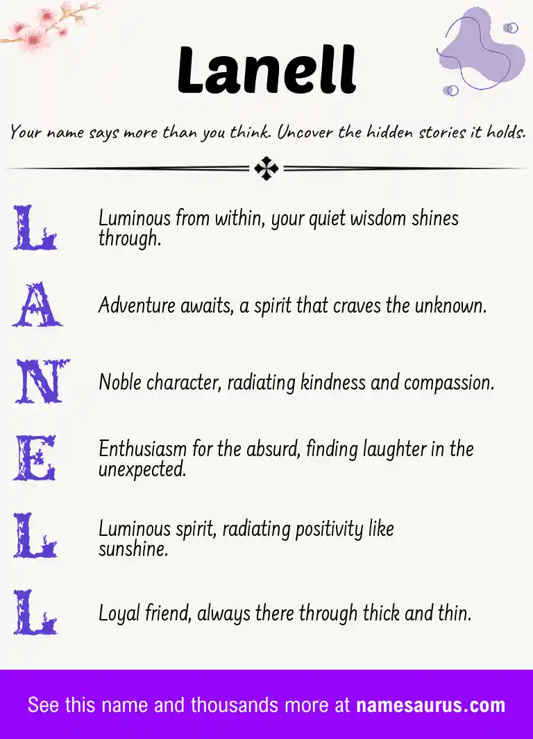 Acrostic poem about Lanell.